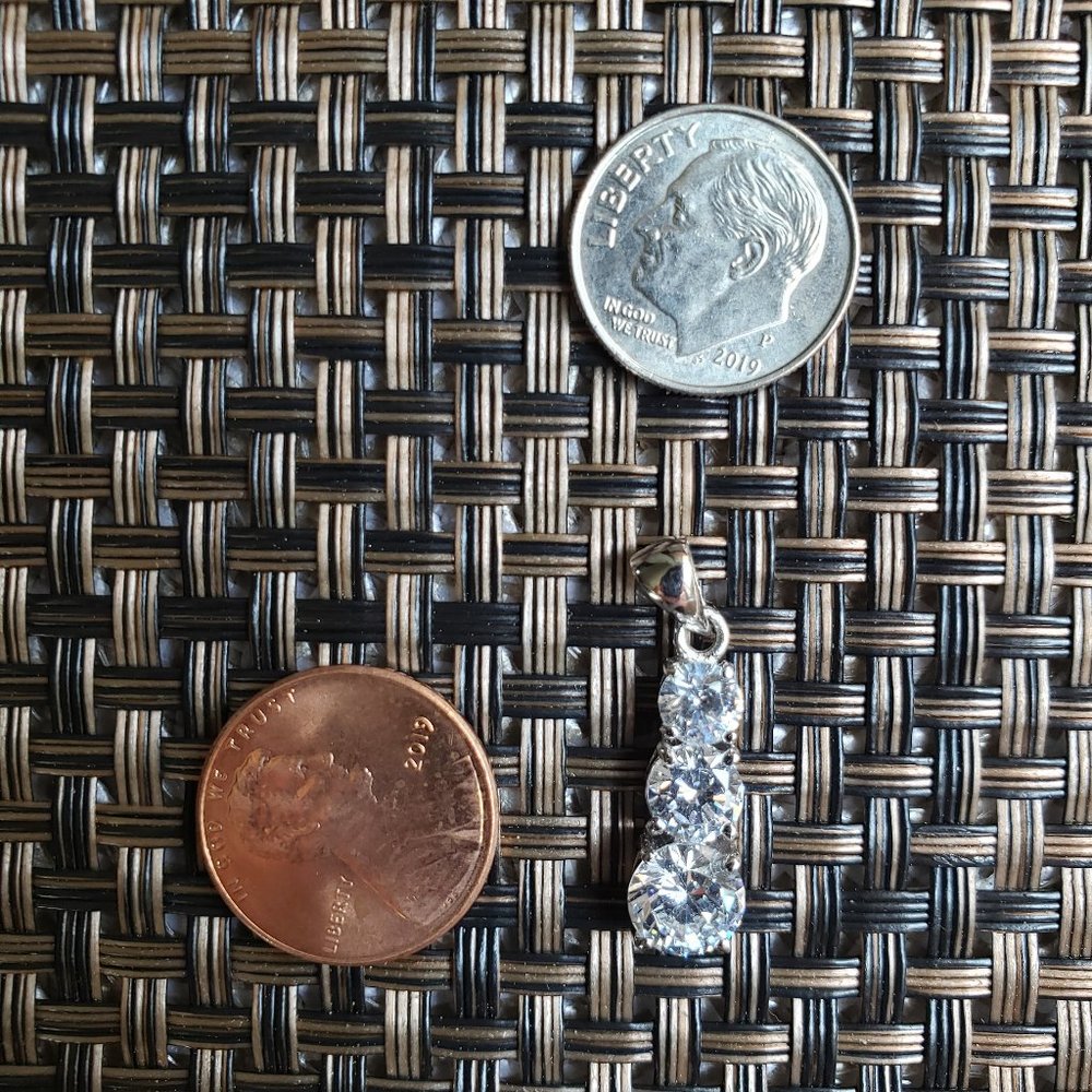 Dazzling Three Stone Cubic Zirconia Pendant